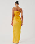 Sunny Yellow Spagetti Draped Dress