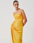 Sunny Yellow Spagetti Draped Dress