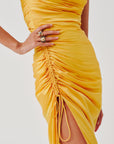 Sunny Yellow Spagetti Draped Dress