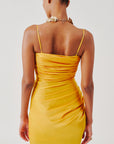 Sunny Yellow Spagetti Draped Dress