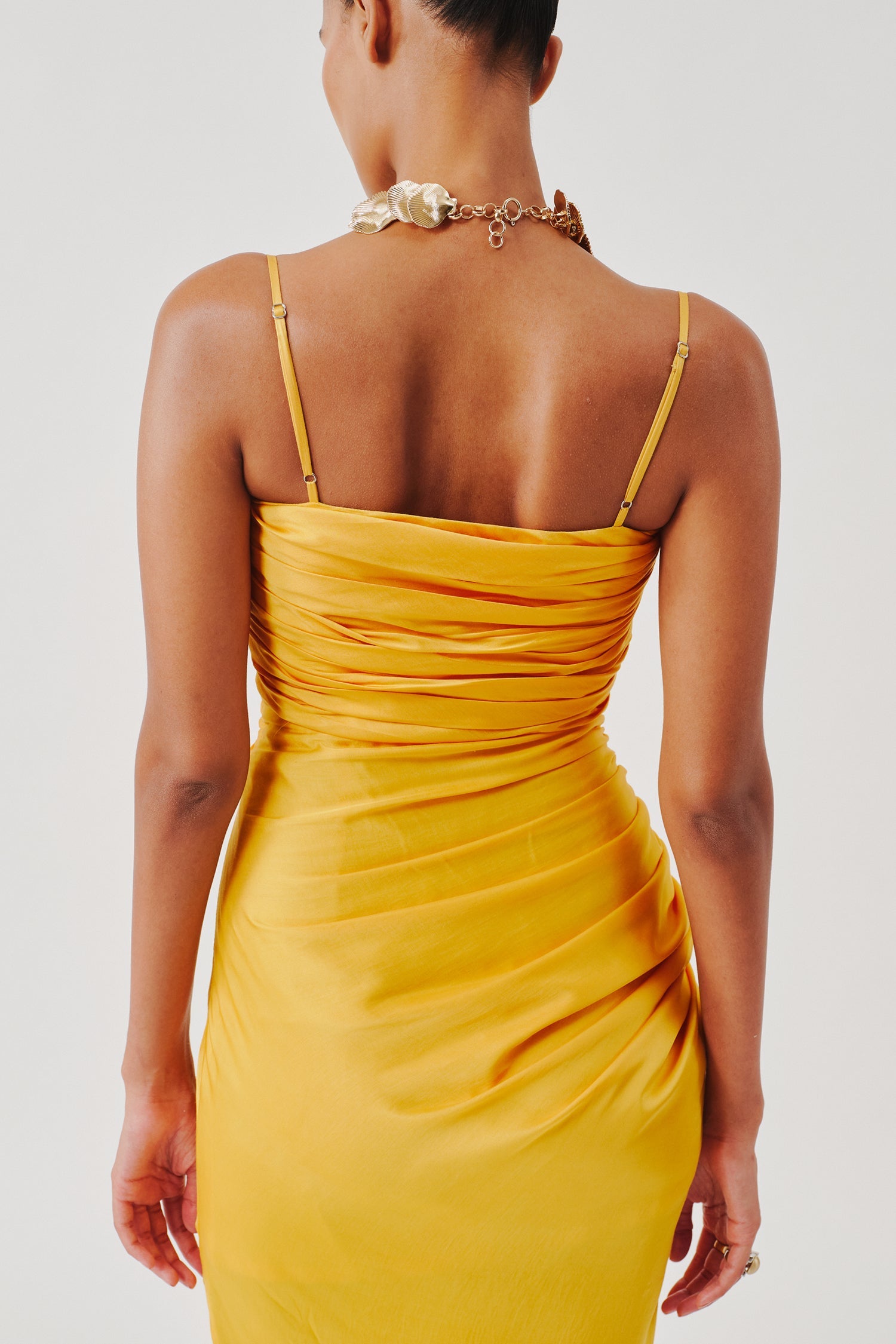 Sunny Yellow Spagetti Draped Dress