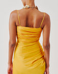 Sunny Yellow Spagetti Draped Dress
