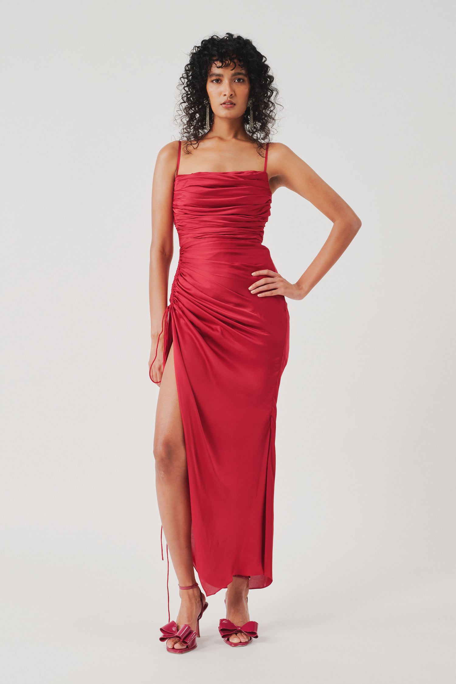 cherry red silk dress Cherry Kiss Maxi Dress S Cherry by Lane 201
