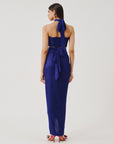 Hope Halter Neck Top in Blue with Elastic Back