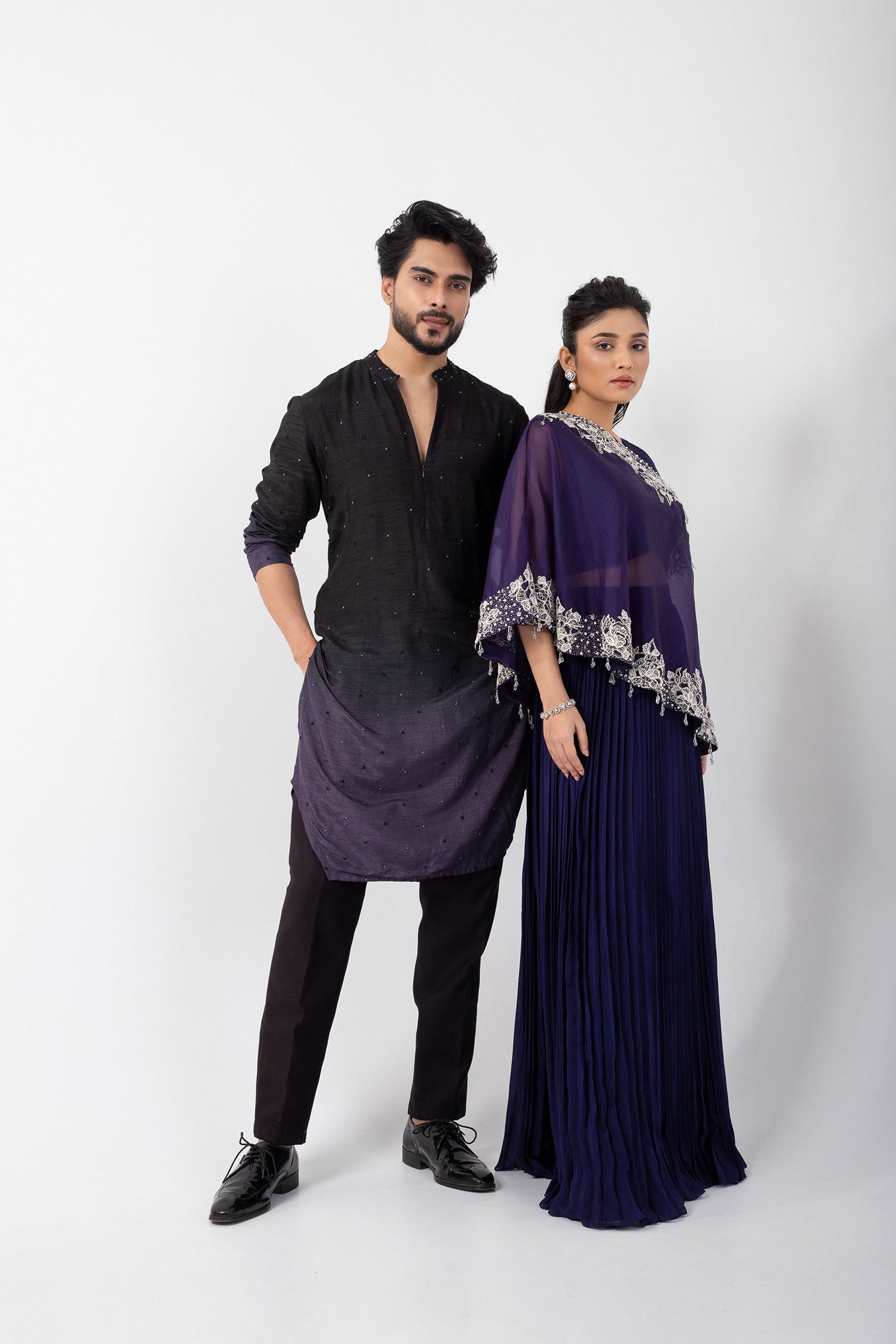 Diamond Dew One Shoulder Cape Set