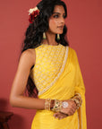 Sunshine Yellow Handcrafted Saree Set