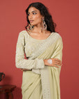 Hand-Embroidered Saree Set with Luxe Detailing