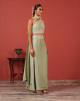 One-Shoulder Embroidered Top with Straight-Fit Skirt Set