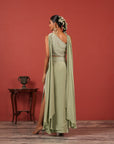 One-Shoulder Embroidered Top with Straight-Fit Skirt Set