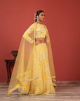 Sunshine Yellow Hand-Embroidered Lehenga Set