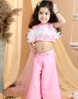 Hand Embroided Top and Palazza Pants with Fur