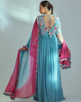 Green Ombre Anarkali Set with Sequin Embroidered Yoke