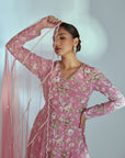 Mint Green & Aqua Blue Embroidered Cotton Silk Anarkali Set
