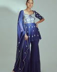 Intricately Sequin Embroidered Ombre Anarkali with Pleated Flare