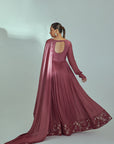 Intricately Sequin Embroidered Ombre Anarkali with Pleated Flare - Georgette