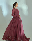 Intricately Sequin Embroidered Ombre Anarkali with Pleated Flare - Georgette