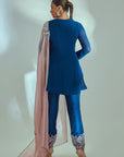 Intricately Sequin Embroidered Ombre Georgette Anarkali Set in Blue