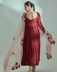 Green Ombre Anarkali Set with Sequin Embroidery and Pleated Flare