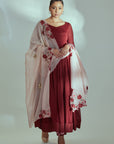 Green Ombre Anarkali Set with Sequin Embroidery and Pleated Flare