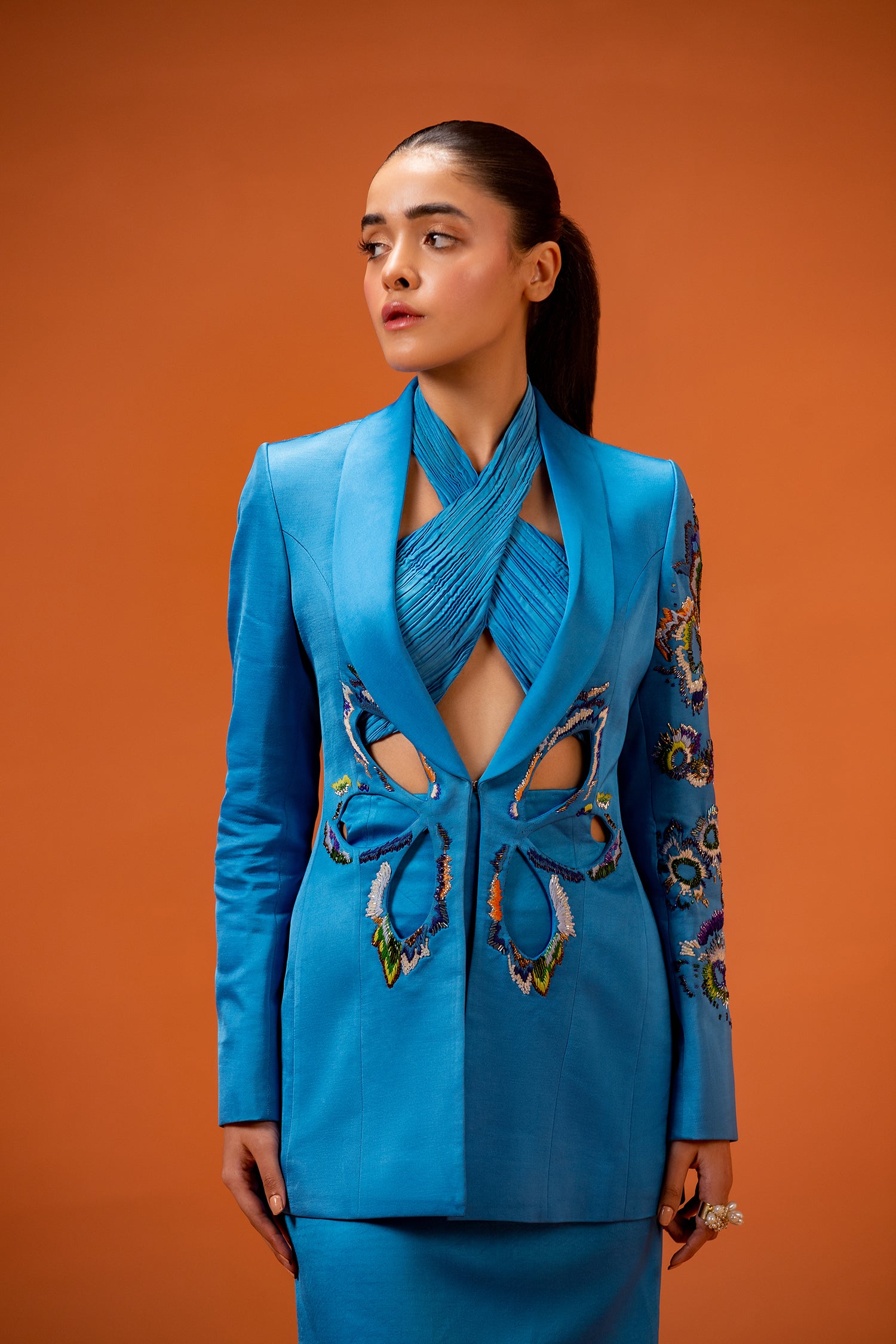 Opra Cut Out Blazer, Skirt Set