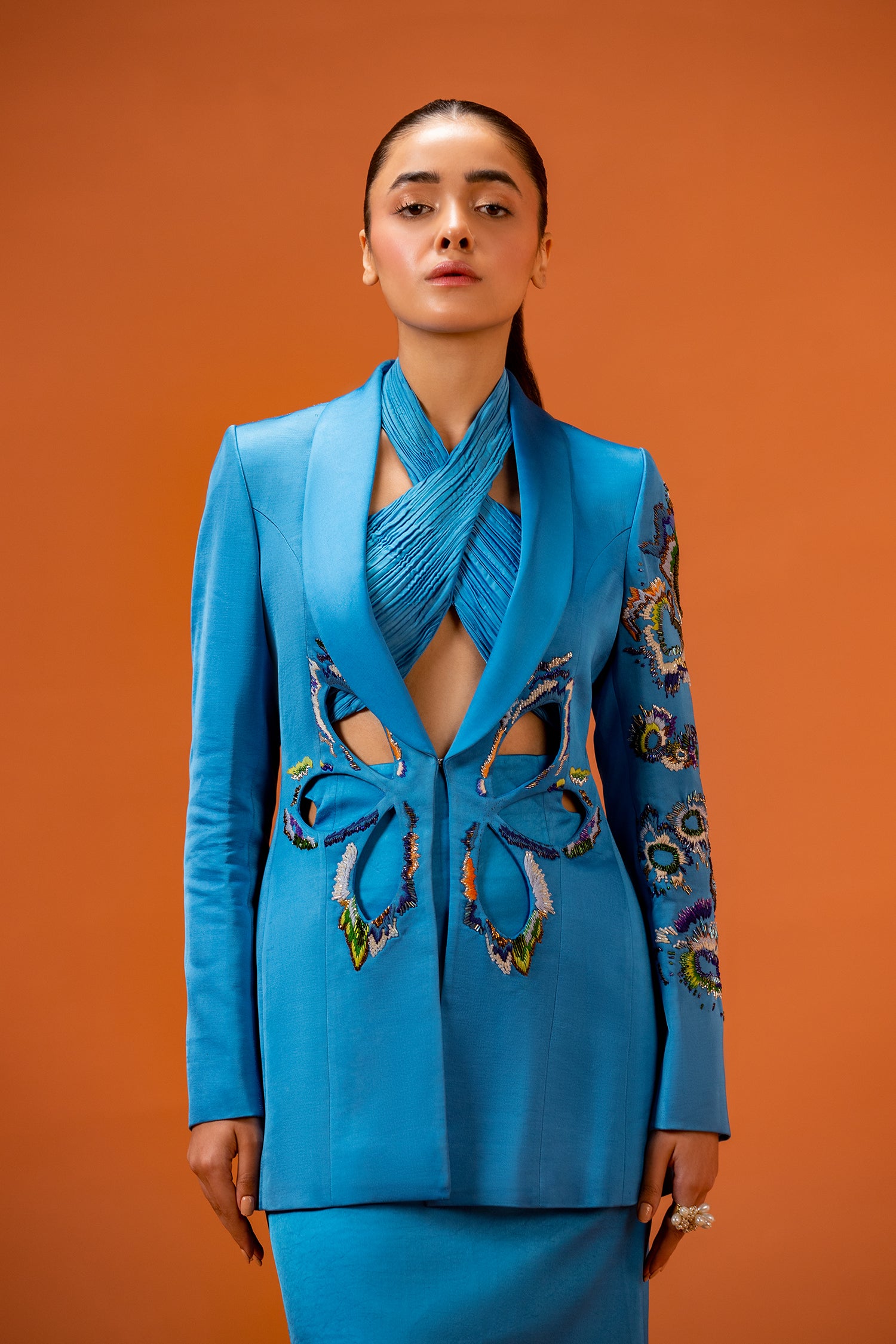 Opra Cut Out Blazer, Skirt Set