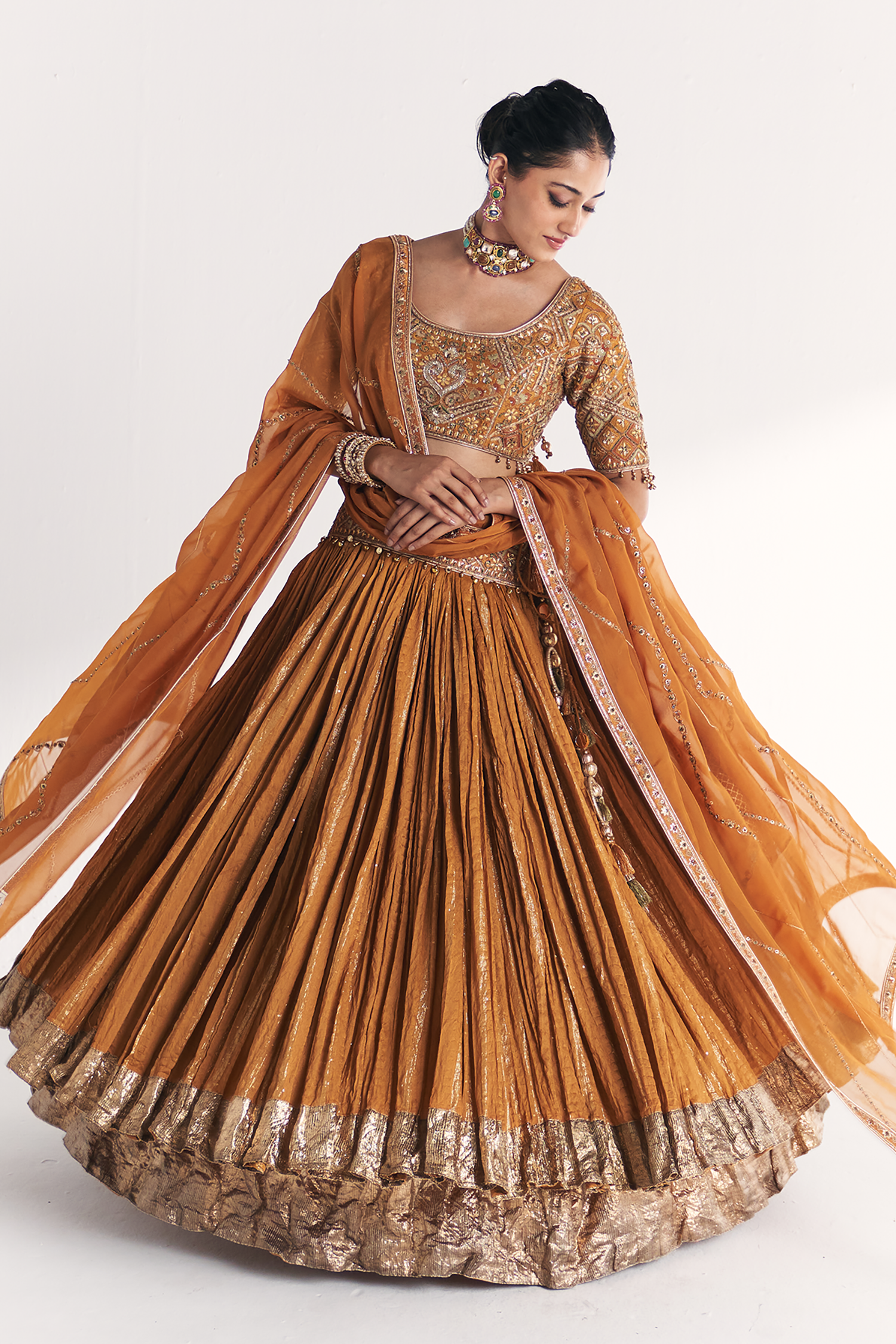 Sunheri Mustard Lehenga