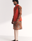 Chandan Tangerine Nehru Jacket Set