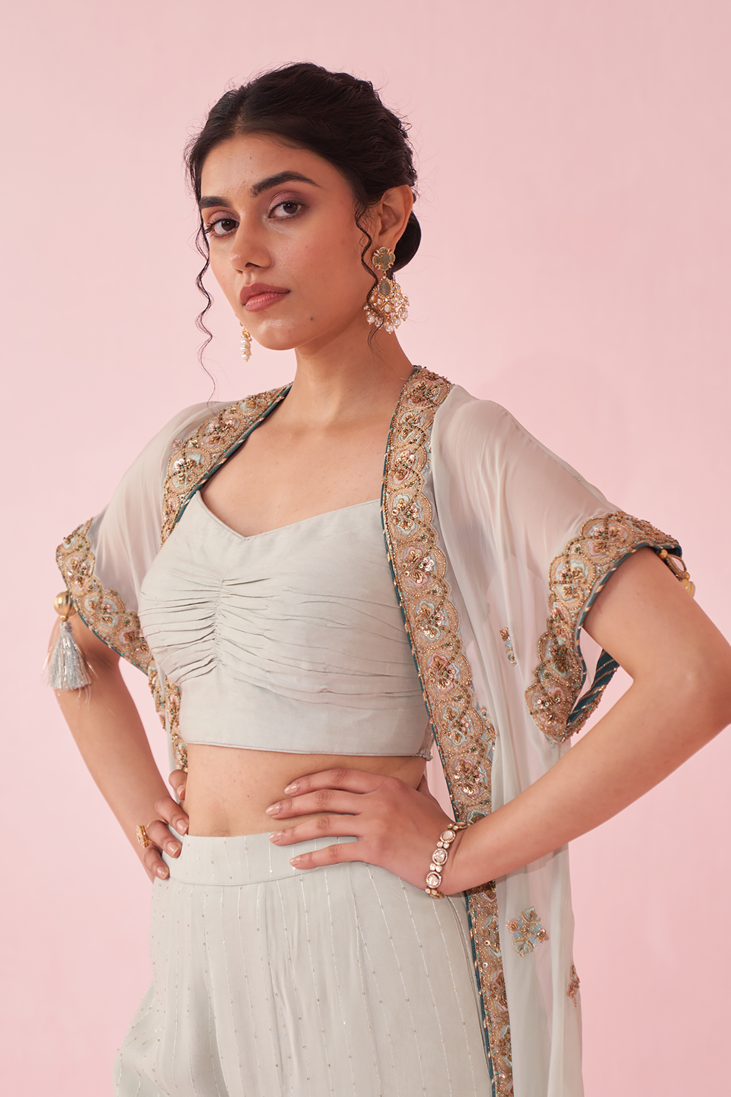 Guldana Ice Blue Cape Set
