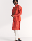 Rawal Tangerine Nehru Jacket Set