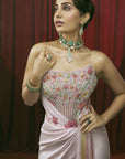 Pink Sorbet Corset Draped Gown