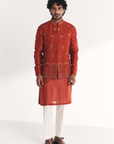 Shamsi Rust Nehru Jacket Set