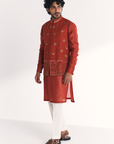 Shamsi Rust Nehru Jacket Set