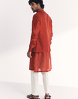 Shamsi Rust Nehru Jacket Set