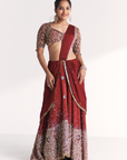 Naveli Maroon Pre-Stitched Saree