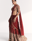Naveli Maroon Pre-Stitched Saree