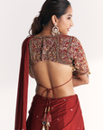 Naveli Maroon Pre-Stitched Saree
