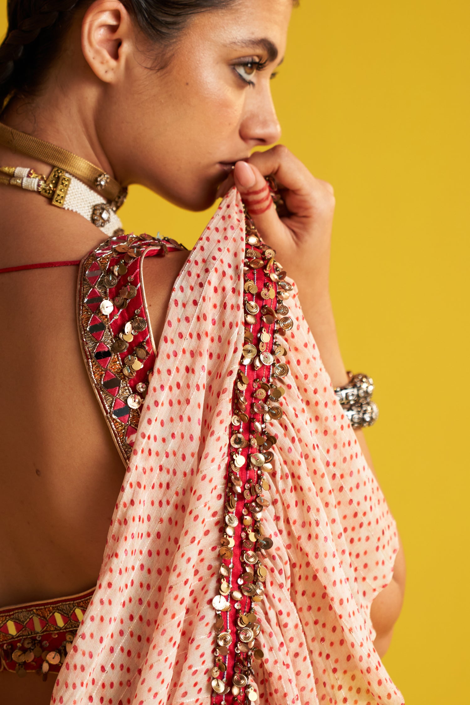 Kirti Orange Saree Set