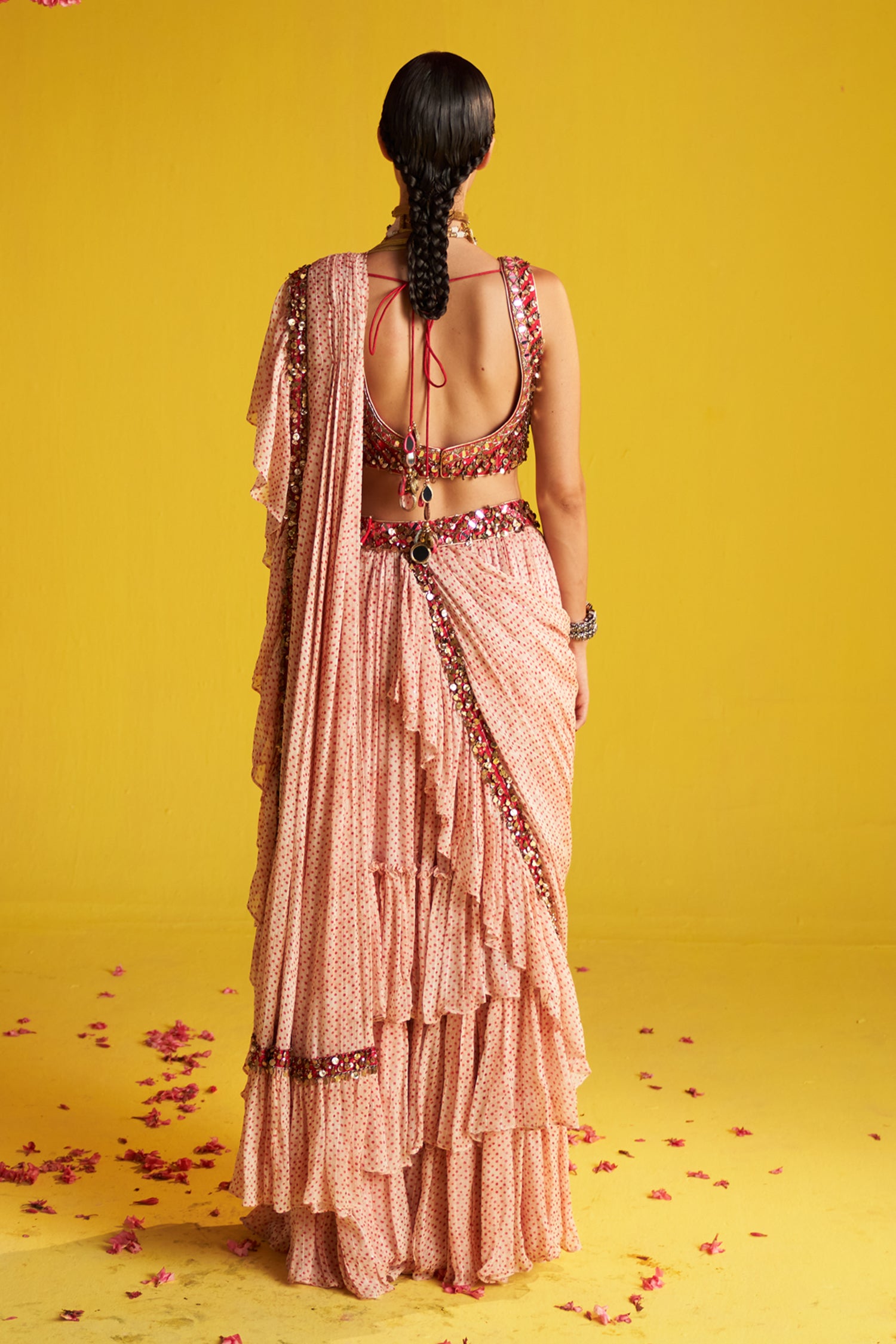 Kirti Orange Saree Set