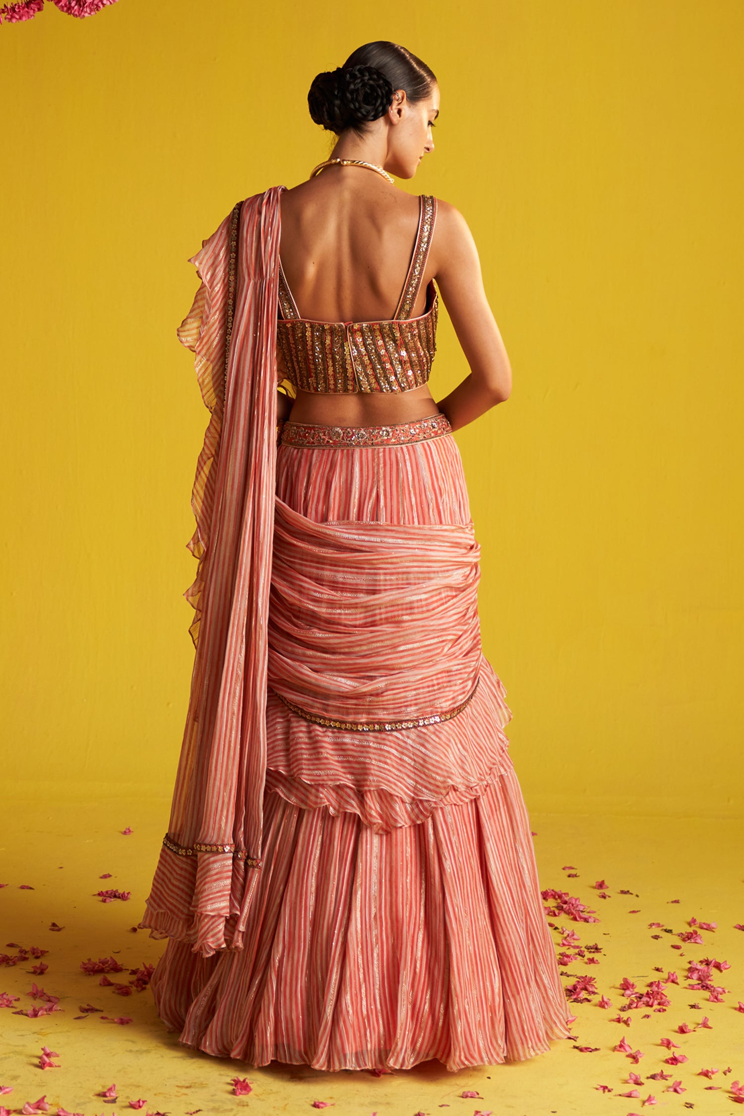 Esha Peach Saree Set