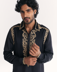 Wajad Black Pathani Kurta Set