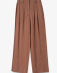 Women Rust Pleated Wide Leg Trousers with Belt Loops