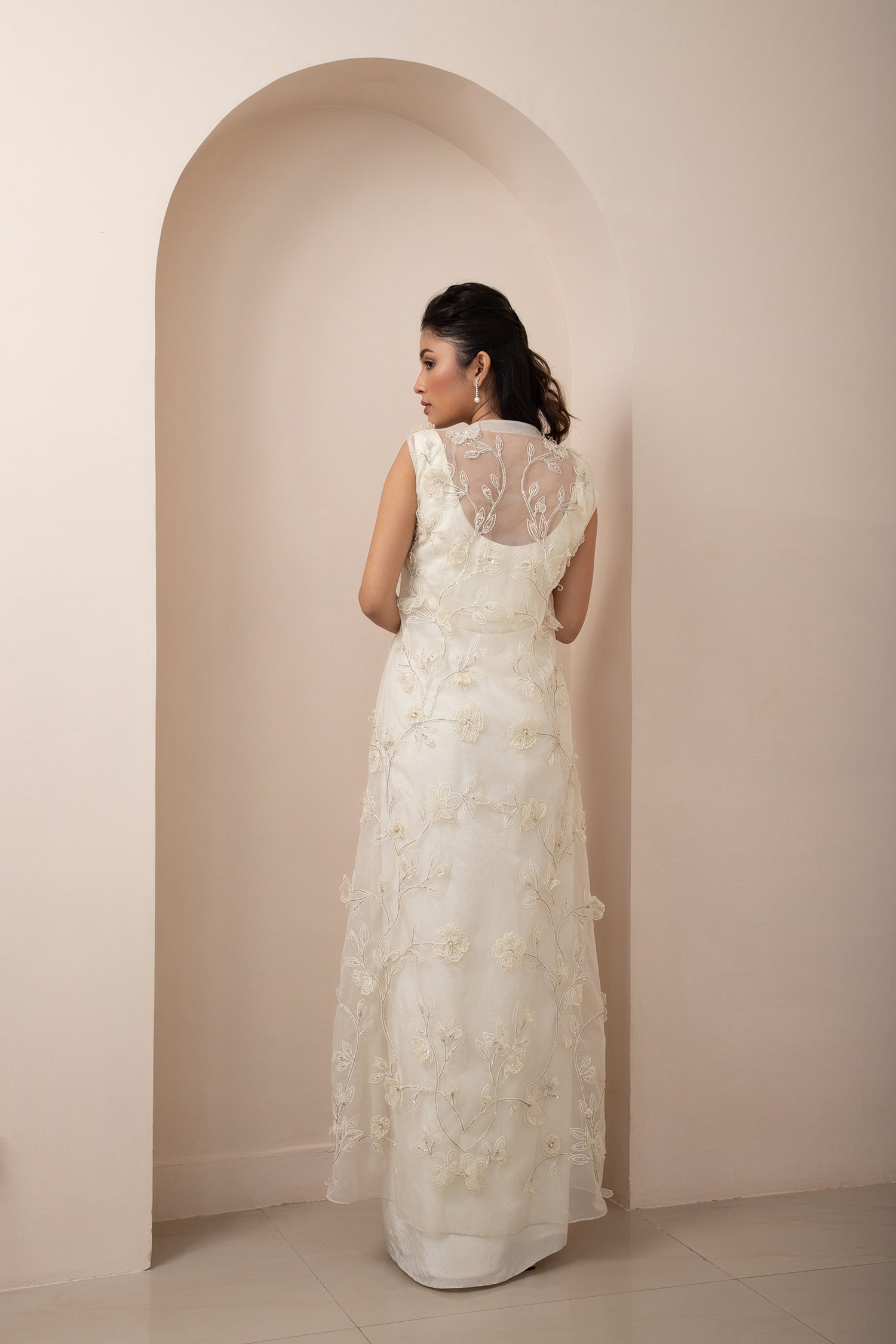 Ivory Wildflower Jacket and Drape Skirt Set