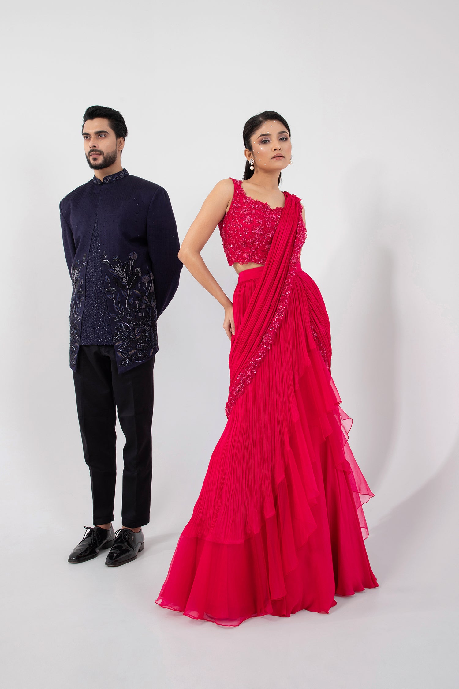 Fuchsia Aura Drape Saree Set