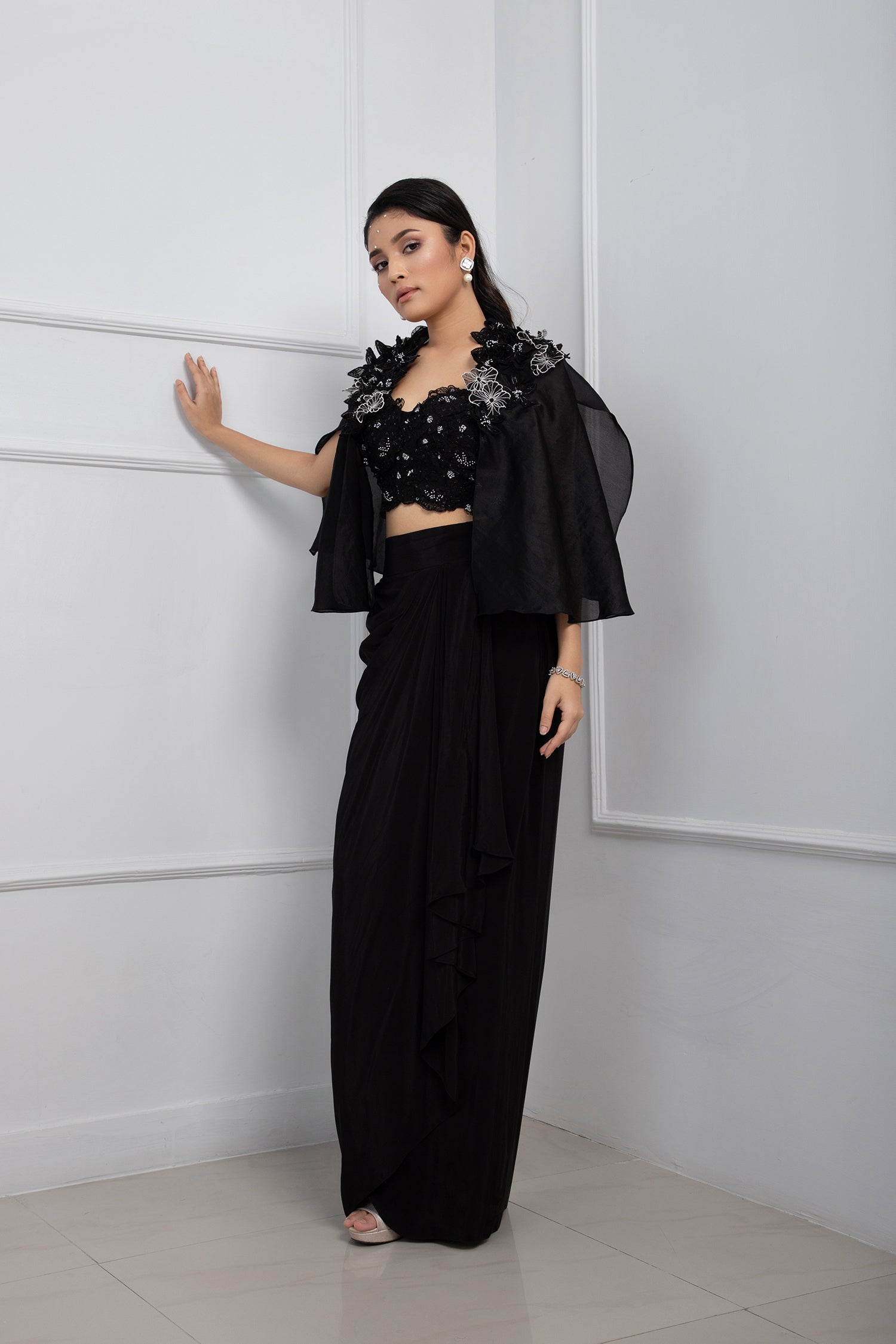Moonlit Cape and Drape Skirt Set