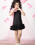 Black Dress with Tulles and Bow Detailing