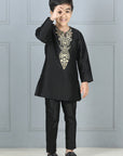 Black Round Neck Kurta with Pajama