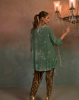 Aqua Mist Velvet Embroidered Co-ord Set