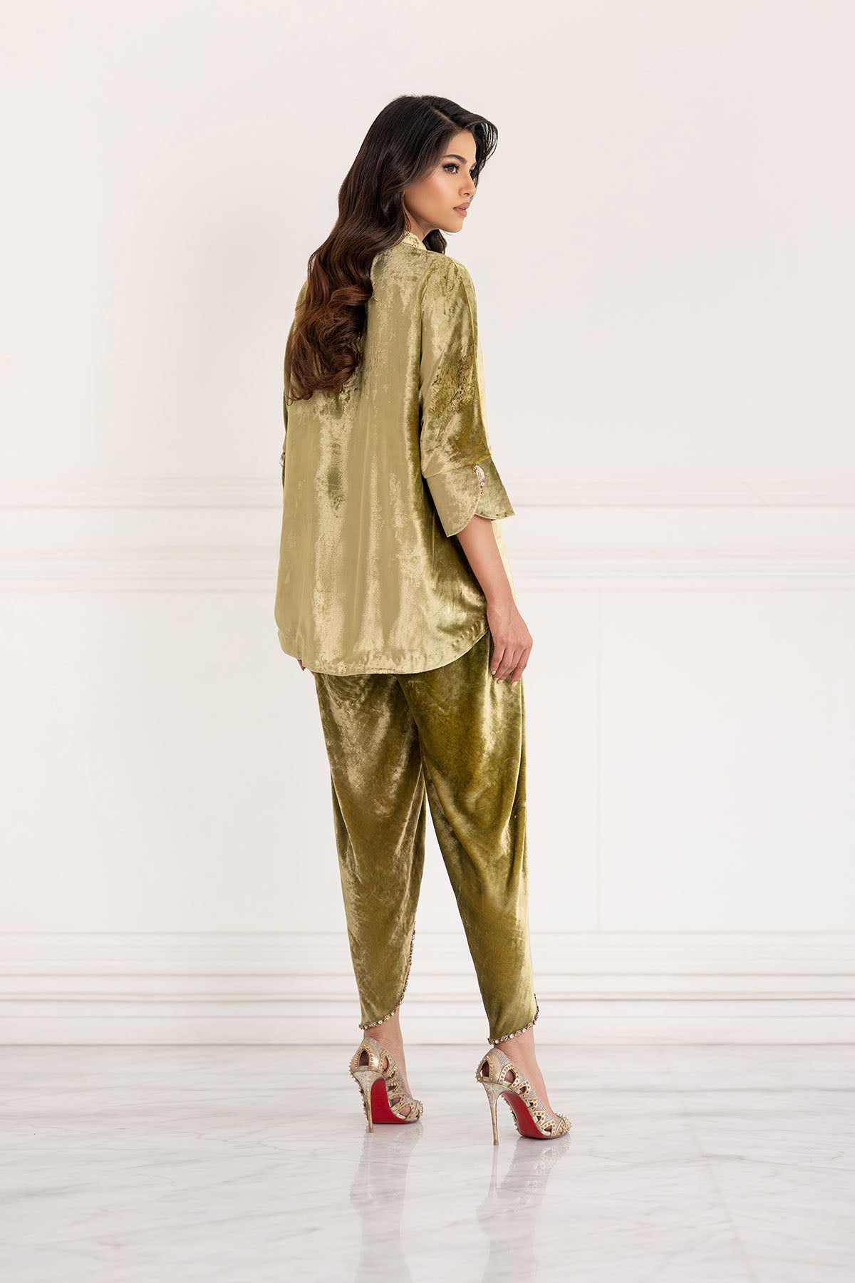 Champagne Olive Velvet Occasion Co-ord