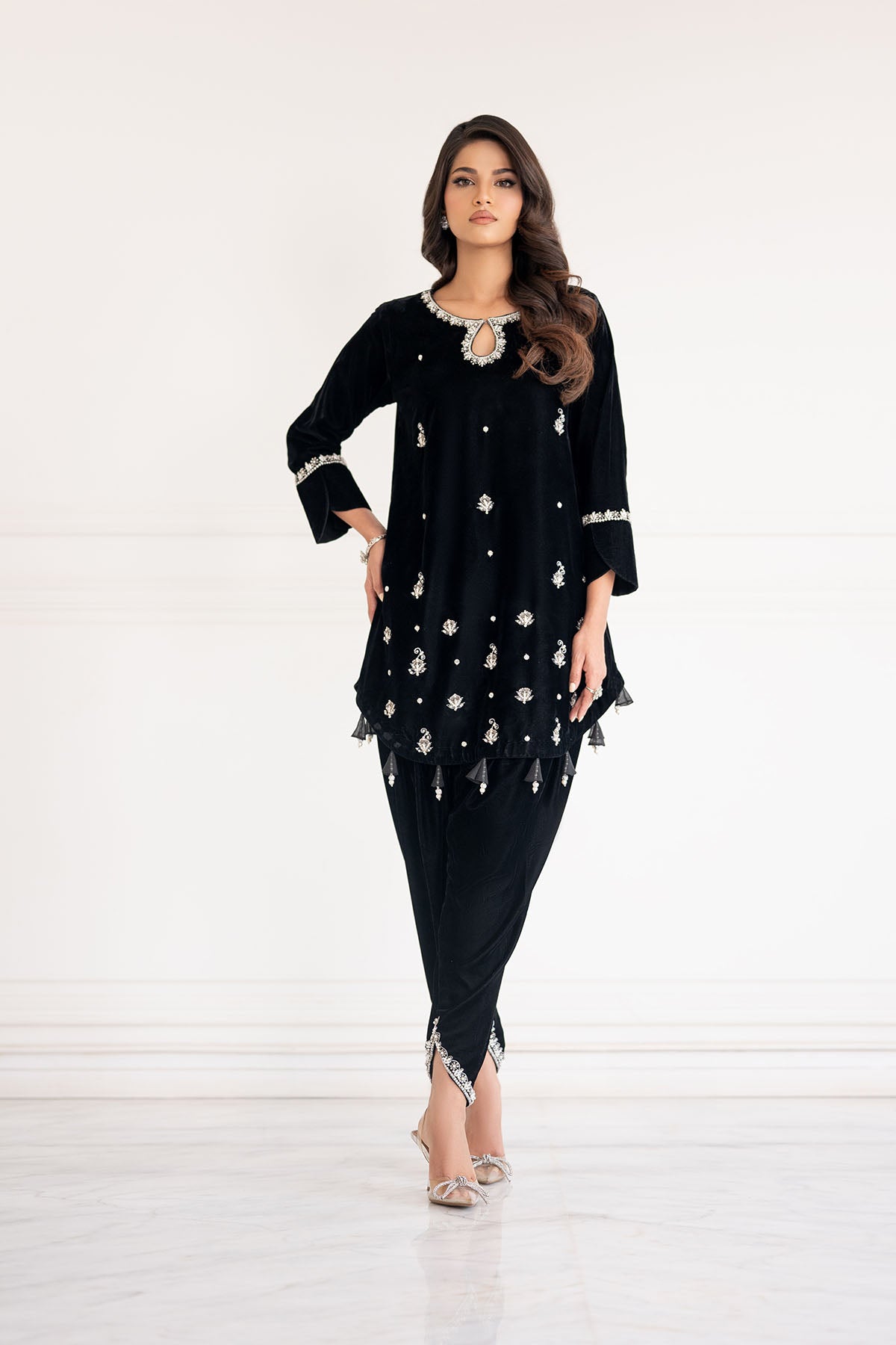 Noir Luxe Embellished Velvet Co-ord Set