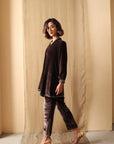 Mocha Luxe Embellished Velvet Co-ord Set
